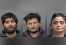 Three Brampton residents arrested in organized auto crime investigation; stolen vehicles recovered Headshots of the accused released by police. description left to right 1. Man with dark, tousled hair and a short beard wearing a gray jacket against a plain gray background. 2. Person with dark hair pulled back, wearing small gold earrings and a black top, against a plain gray background. 3.Person with dark hair pulled back, wearing small gold earrings and a black top, against a plain gray background.