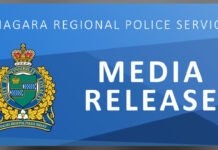 Niagara police seize 43 stolen vehicles 2orth $3.8M, make multiple arrests in major crime sweep Niagara Regional Police Service media release screen displaying the NRPS crest on a blue background with the words "Media Release".