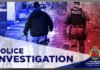 Hamilton police seek suspect in East Mountain break-and-enter incidents A Hamilton Police Service graphic showing two police officers walking down a wet alleyway at night, illuminated by red and blue emergency lights. One officer wears a vest labeled “POLICE.” The words “POLICE INVESTIGATION” appear prominently, along with the Hamilton Police Service logo and the slogan