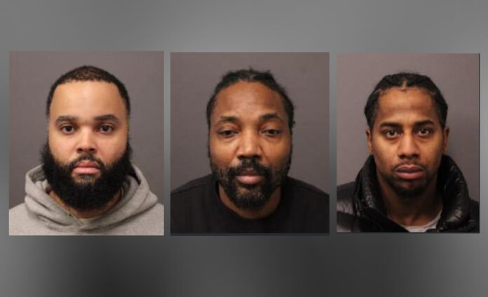 Suspect arrested in home invasion in King Township Police released headshots of three adult men against a plain grey background. The man on the left has a full beard and is wearing a light-coloured hoodie. The man in the centre has a beard and moustache and is wearing a dark shirt. The man on the right has braided hair pulled back and is wearing a dark jacket.