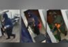 Armed robbery at Cash for Gold store in Hamilton; Police search for siupects Police released three survellence images of three supects,showing masked individuals inside a building, wearing dark clothing and gloves, moving through a doorway and interior rooms.